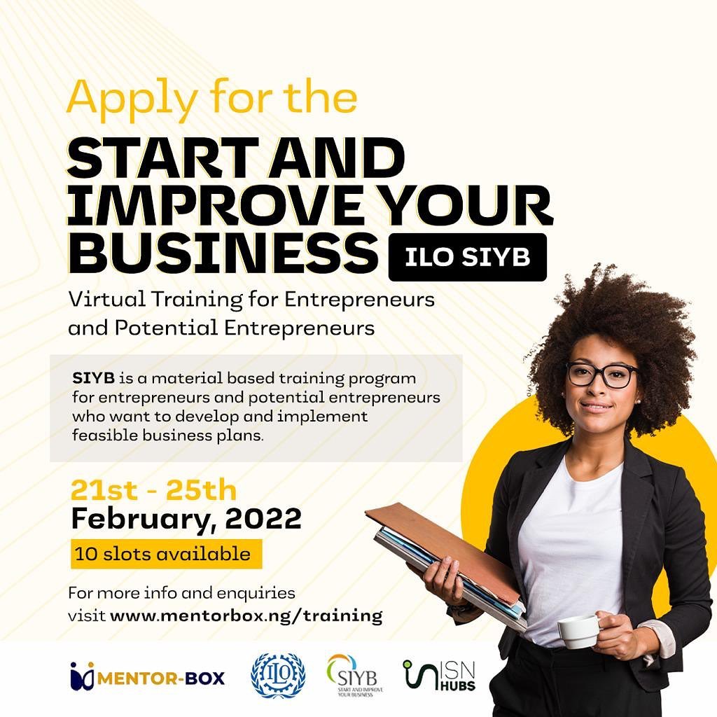  Start and Improve Your Business (ILO SIYB) Virtual Training for Entrepreneurs and Potential Entrepreneurs 